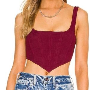 Lovers + Friends Burgundy Corset Crop Top XS